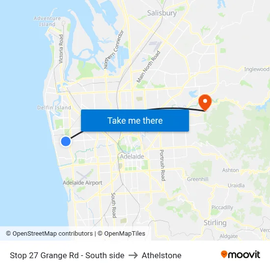 Stop 27 Grange Rd - South side to Athelstone map