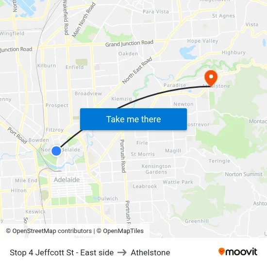 Stop 4 Jeffcott St - East side to Athelstone map