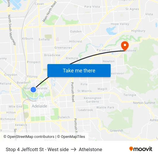 Stop 4 Jeffcott St - West side to Athelstone map