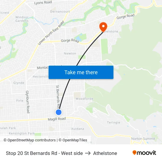 Stop 20 St Bernards Rd - West side to Athelstone map