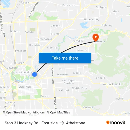 Stop 3 Hackney Rd - East side to Athelstone map
