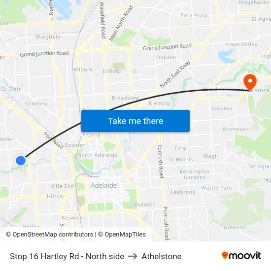 Stop 16 Hartley Rd - North side to Athelstone map