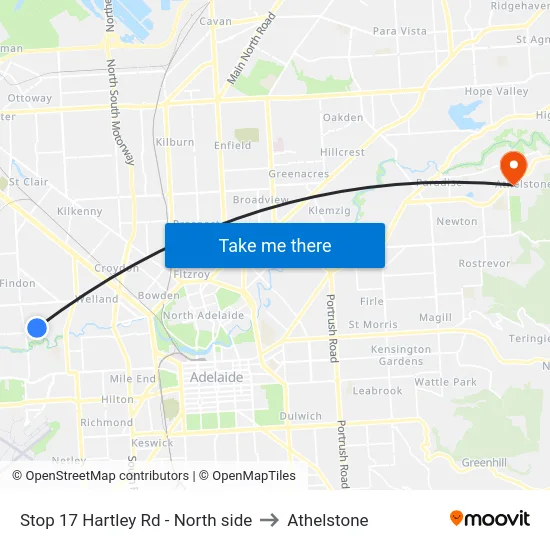 Stop 17 Hartley Rd - North side to Athelstone map
