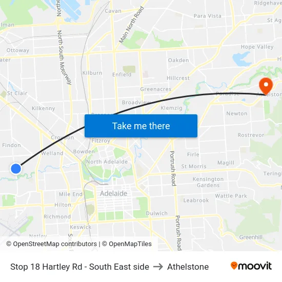 Stop 18 Hartley Rd - South East side to Athelstone map