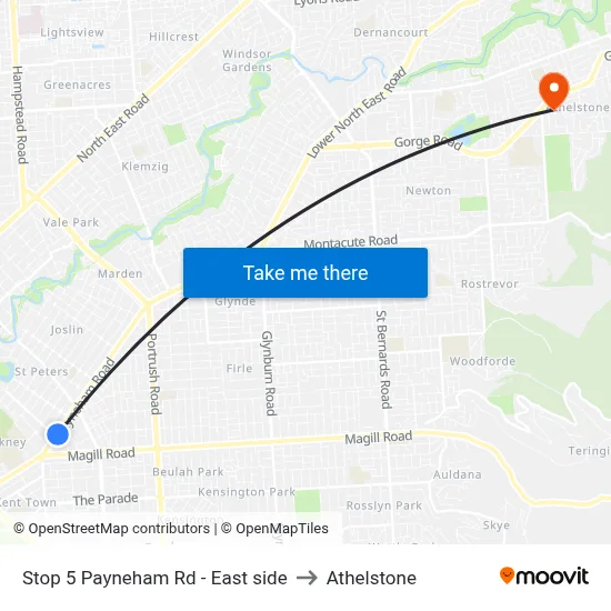 Stop 5 Payneham Rd - East side to Athelstone map