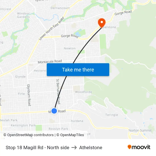 Stop 18 Magill Rd - North side to Athelstone map