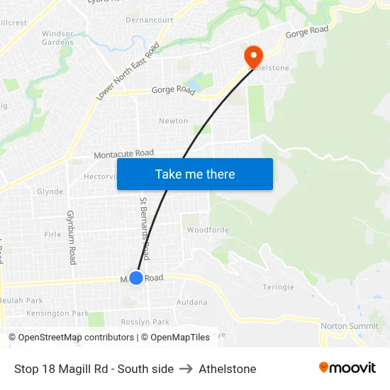 Stop 18 Magill Rd - South side to Athelstone map