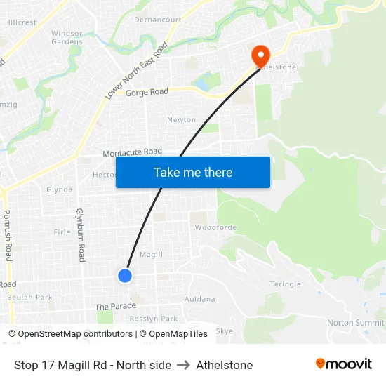 Stop 17 Magill Rd - North side to Athelstone map
