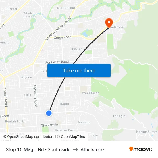 Stop 16 Magill Rd - South side to Athelstone map