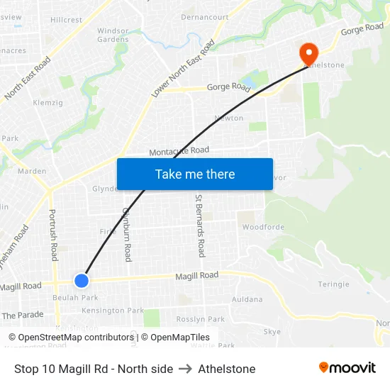 Stop 10 Magill Rd - North side to Athelstone map