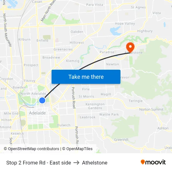 Stop 2 Frome Rd - East side to Athelstone map