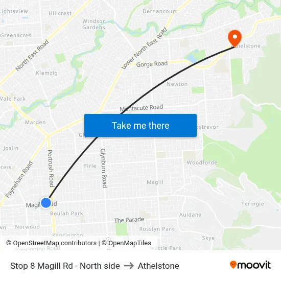 Stop 8 Magill Rd - North side to Athelstone map