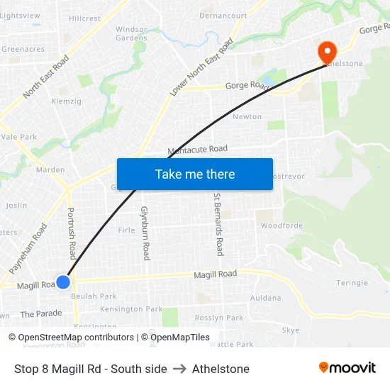 Stop 8 Magill Rd - South side to Athelstone map