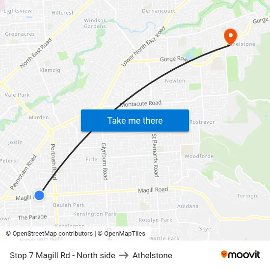 Stop 7 Magill Rd - North side to Athelstone map