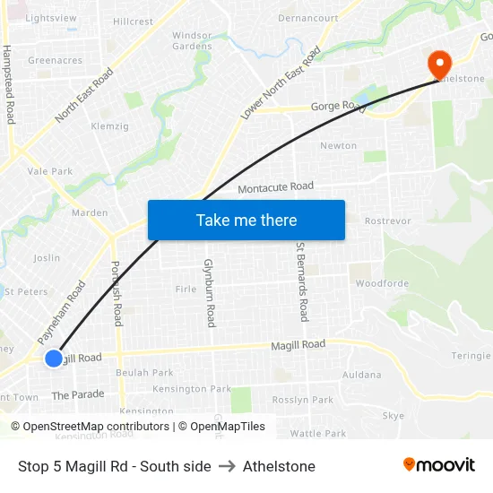 Stop 5 Magill Rd - South side to Athelstone map