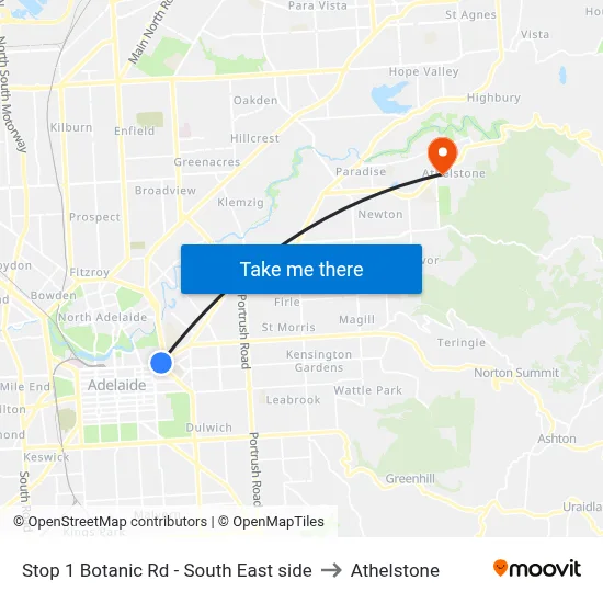 Stop 1 Botanic Rd - South East side to Athelstone map