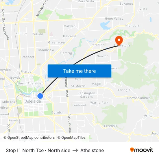 Stop I1 North Tce - North side to Athelstone map
