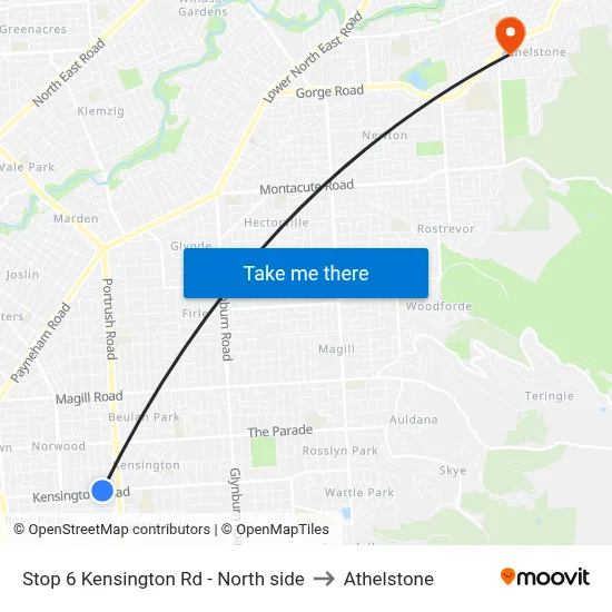 Stop 6 Kensington Rd - North side to Athelstone map