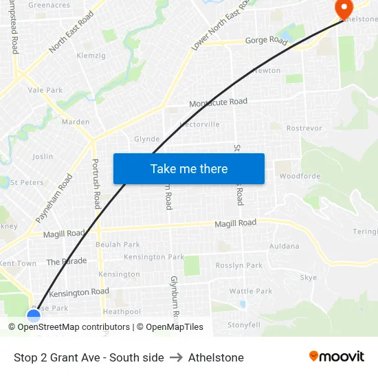 Stop 2 Grant Ave - South side to Athelstone map
