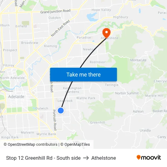 Stop 12 Greenhill Rd - South side to Athelstone map