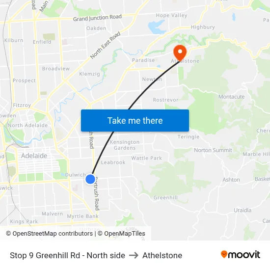 Stop 9 Greenhill Rd - North side to Athelstone map