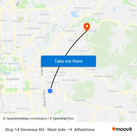 Stop 14 Devereux Rd - West side to Athelstone map