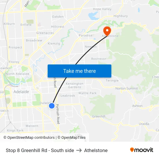 Stop 8 Greenhill Rd - South side to Athelstone map