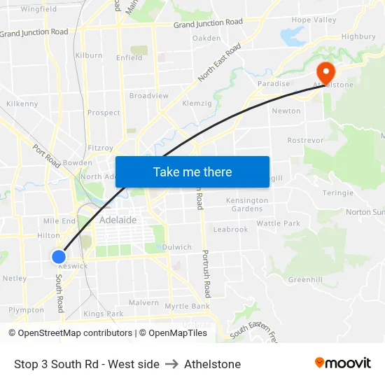 Stop 3 South Rd - West side to Athelstone map