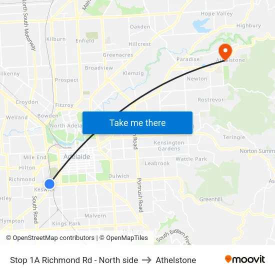 Stop 1A Richmond Rd - North side to Athelstone map