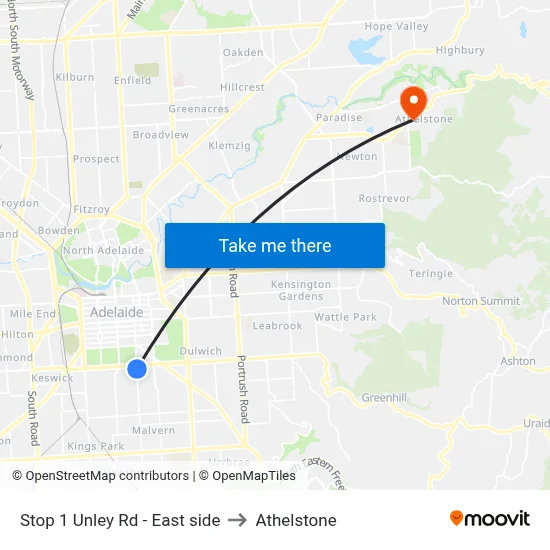 Stop 1 Unley Rd - East side to Athelstone map