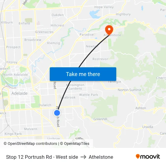 Stop 12 Portrush Rd - West side to Athelstone map