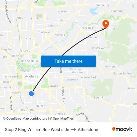 Stop 2 King William Rd - West side to Athelstone map