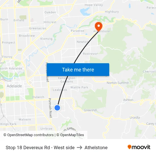 Stop 18 Devereux Rd - West side to Athelstone map