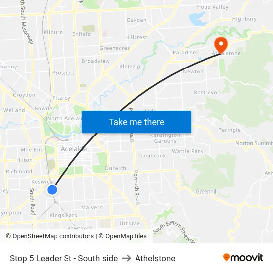 Stop 5 Leader St - South side to Athelstone map