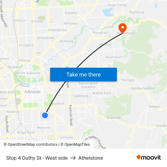 Stop 4 Duthy St - West side to Athelstone map