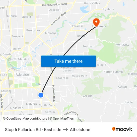 Stop 6 Fullarton Rd - East side to Athelstone map
