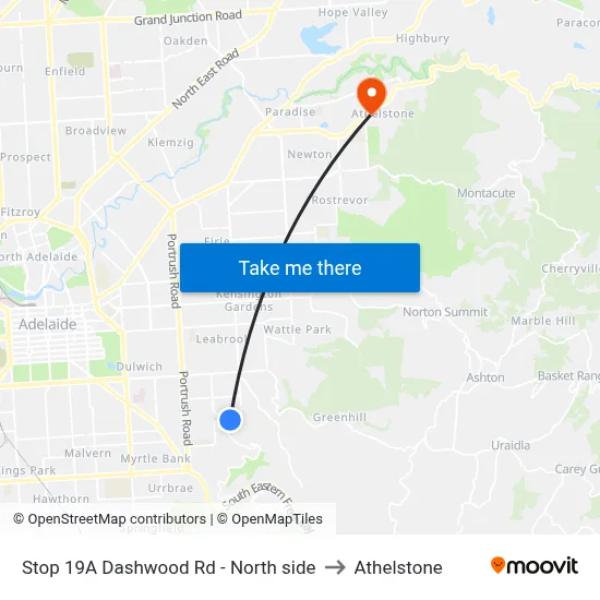 Stop 19A Dashwood Rd - North side to Athelstone map