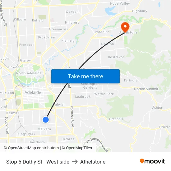 Stop 5 Duthy St - West side to Athelstone map
