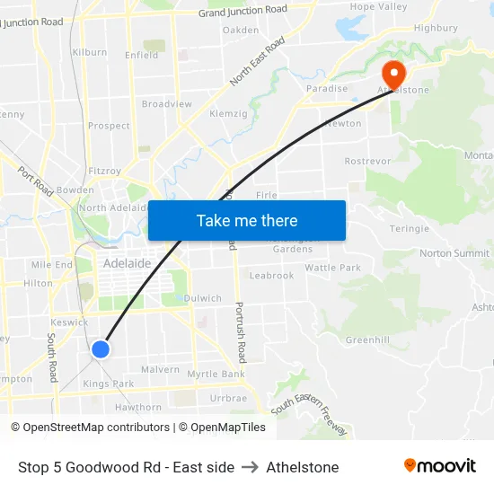 Stop 5 Goodwood Rd - East side to Athelstone map