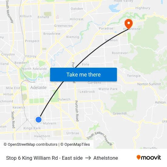 Stop 6 King William Rd - East side to Athelstone map