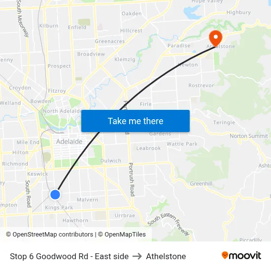 Stop 6 Goodwood Rd - East side to Athelstone map