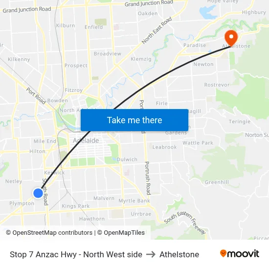 Stop 7 Anzac Hwy - North West side to Athelstone map