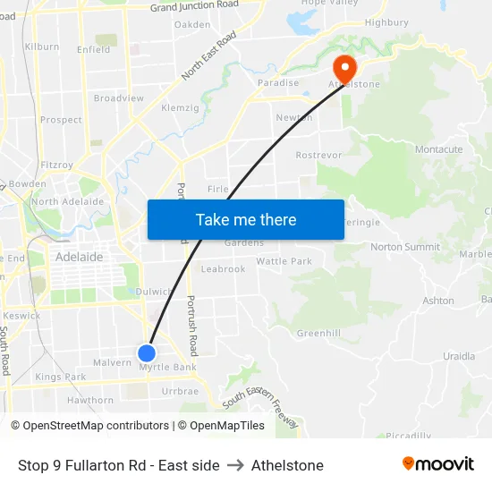 Stop 9 Fullarton Rd - East side to Athelstone map