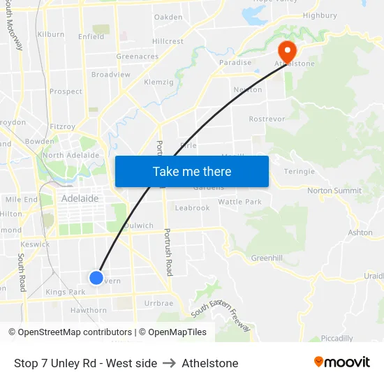 Stop 7 Unley Rd - West side to Athelstone map