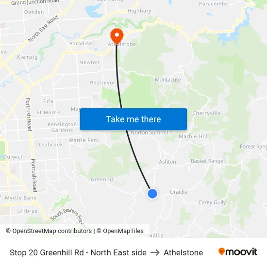 Stop 20 Greenhill Rd - North East side to Athelstone map