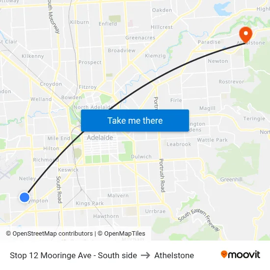 Stop 12 Mooringe Ave - South side to Athelstone map