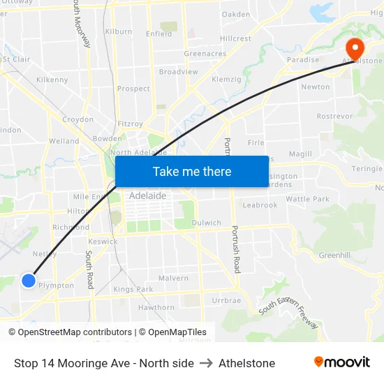 Stop 14 Mooringe Ave - North side to Athelstone map