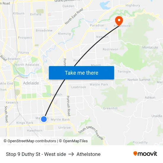 Stop 9 Duthy St - West side to Athelstone map