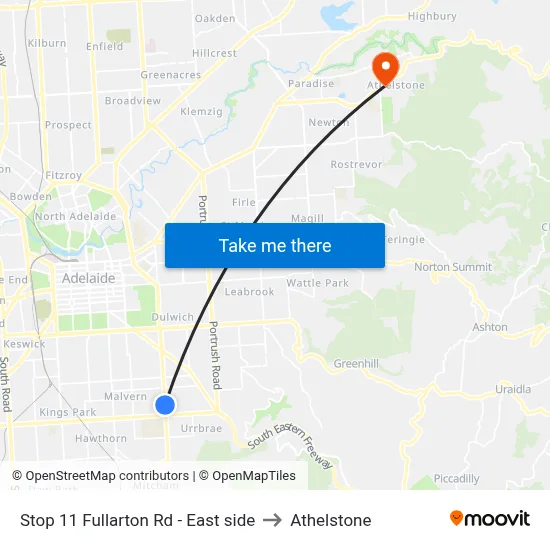 Stop 11 Fullarton Rd - East side to Athelstone map