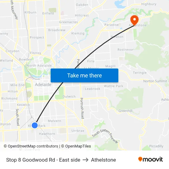Stop 8 Goodwood Rd - East side to Athelstone map